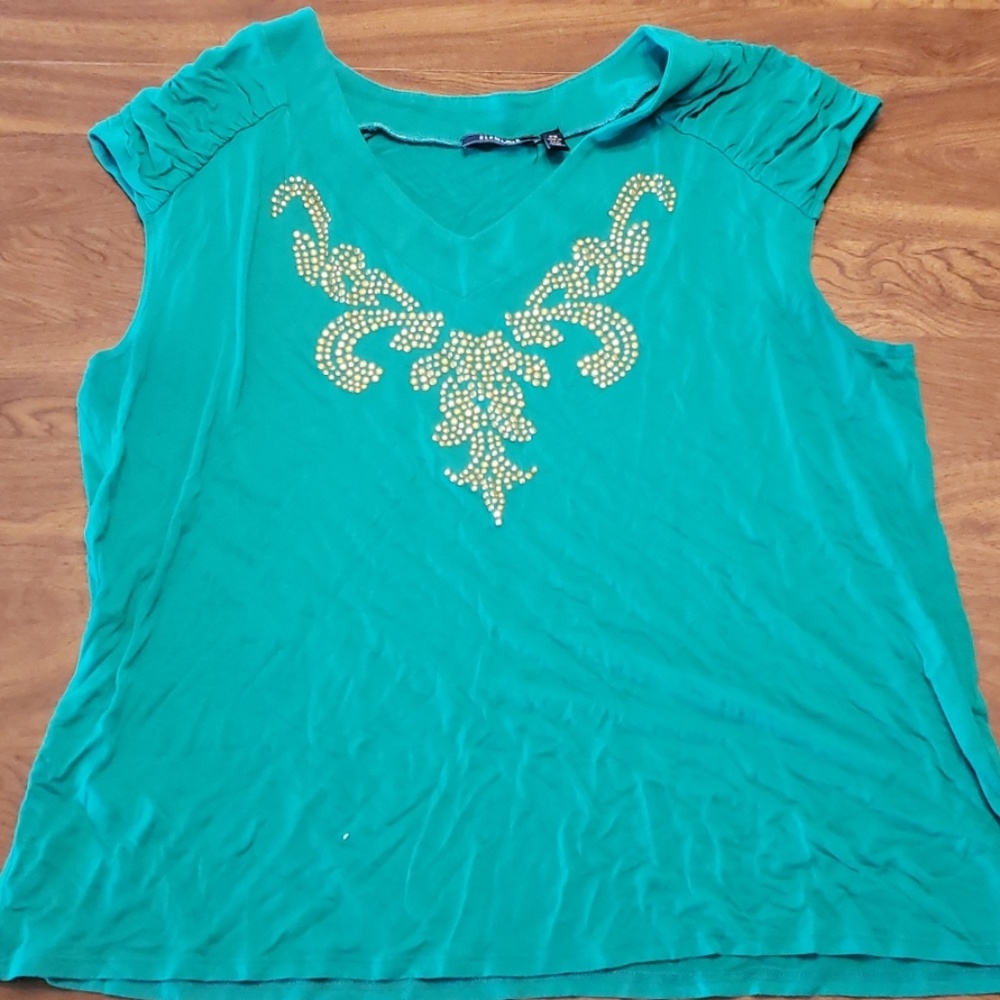 Green top with gold beading